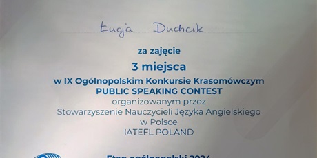 Powiększ grafikę: lucja-duchcik-trzecia-w-ogolnopolskim-konkursie-krasomowczym-w-jezyku-angielskim-public-speaking-contest-554761.jpg