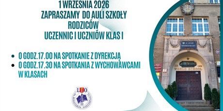 Spotkanie z rodzicami pierwszoklasistek i pierwszoklasistów. Zapraszamy!